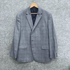 Lauren Ralph Lauren Men's Blazer 46L Single Breasted Wool Blend Blue/Grey Plaid